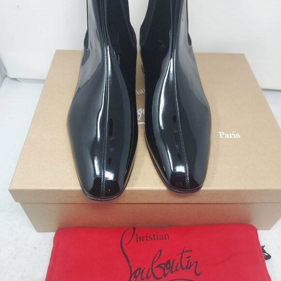 CHRISTIAN LOUBOUTIN MENS Black Roadyrocks Patent Leather Chelsea Boot